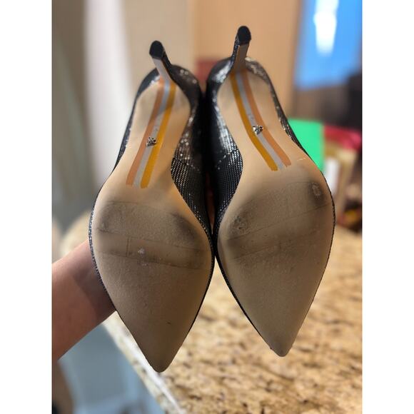 Sam Edelman Hazel 9 Pointed Toe Slip on Metallic Pumps Black - Picture 6 of 6